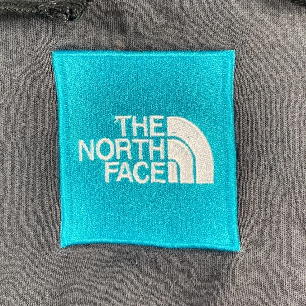 The North Face Mens Box Logo‎ Hoodie Black Turquoise Blue Medium M Regular